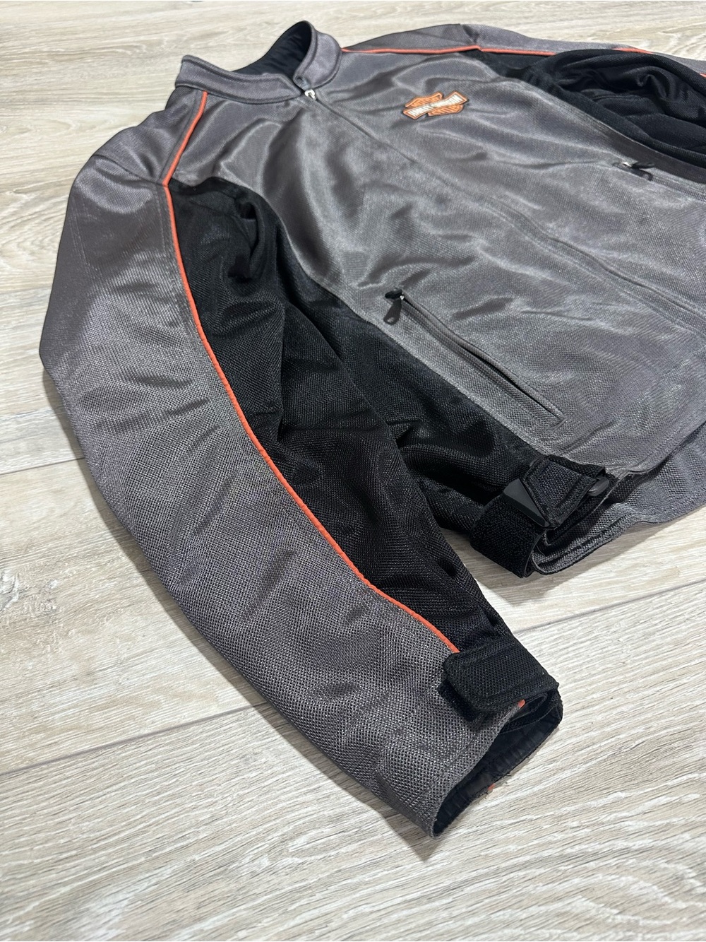 Harley-Davidson Mesh Armored Riding Jacket XL Gray Black Orange CE Armor - Picture 7 of 16